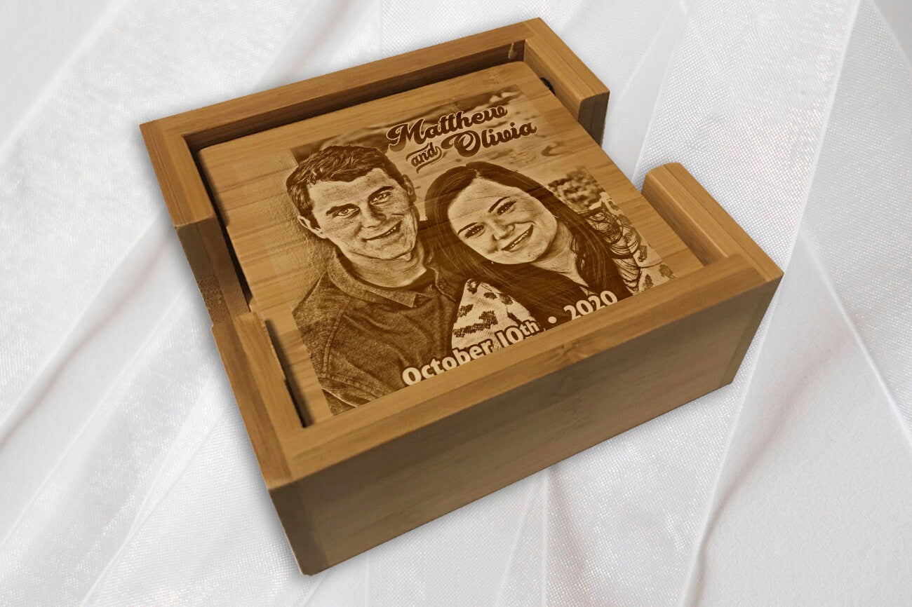 Photo Engraved Coaster Set